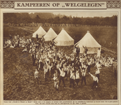 870159 Afbeelding van kamperende schoolkinderen op het sportterrein Welgelegen (Merwedekanaal) te Utrecht.